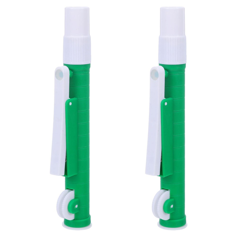 2Pcs Reusable High Accurate Lab Pipettes Ergonomic Design Green Color