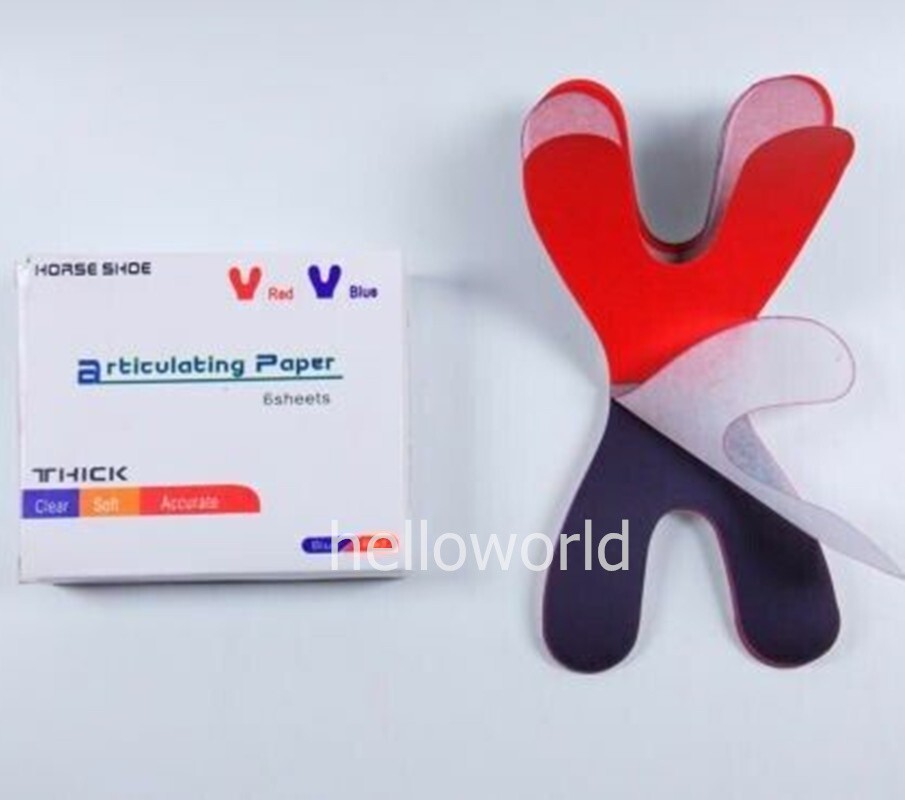 72 Sheets/Box Dental Articulating Paper Horseshoe Form Thick Type 100um Red Blue