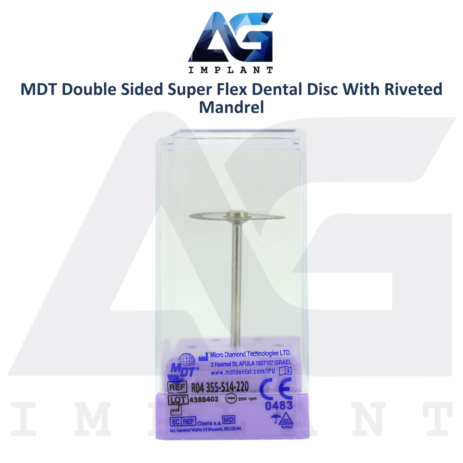 MDT Double Sided Super Flex Dental Diamond Coated Disc Thin with Riveted Mandrel