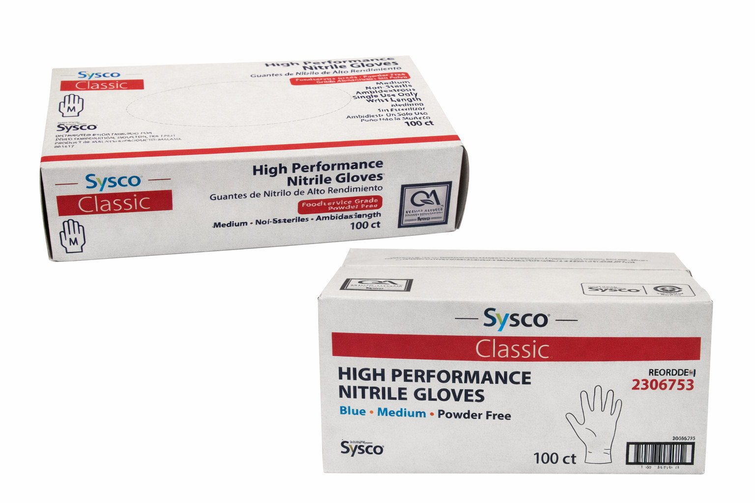 SYSCO Nitrile Gloves Blue Size Medium 100ct Powder Free Medical Exam