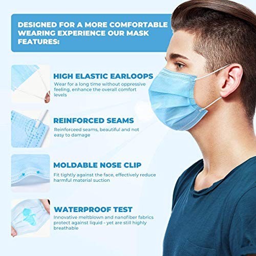 2000 Disposable Face Masks Bulk 3 Layer Non Woven Breathable Earloop Mouth Nose