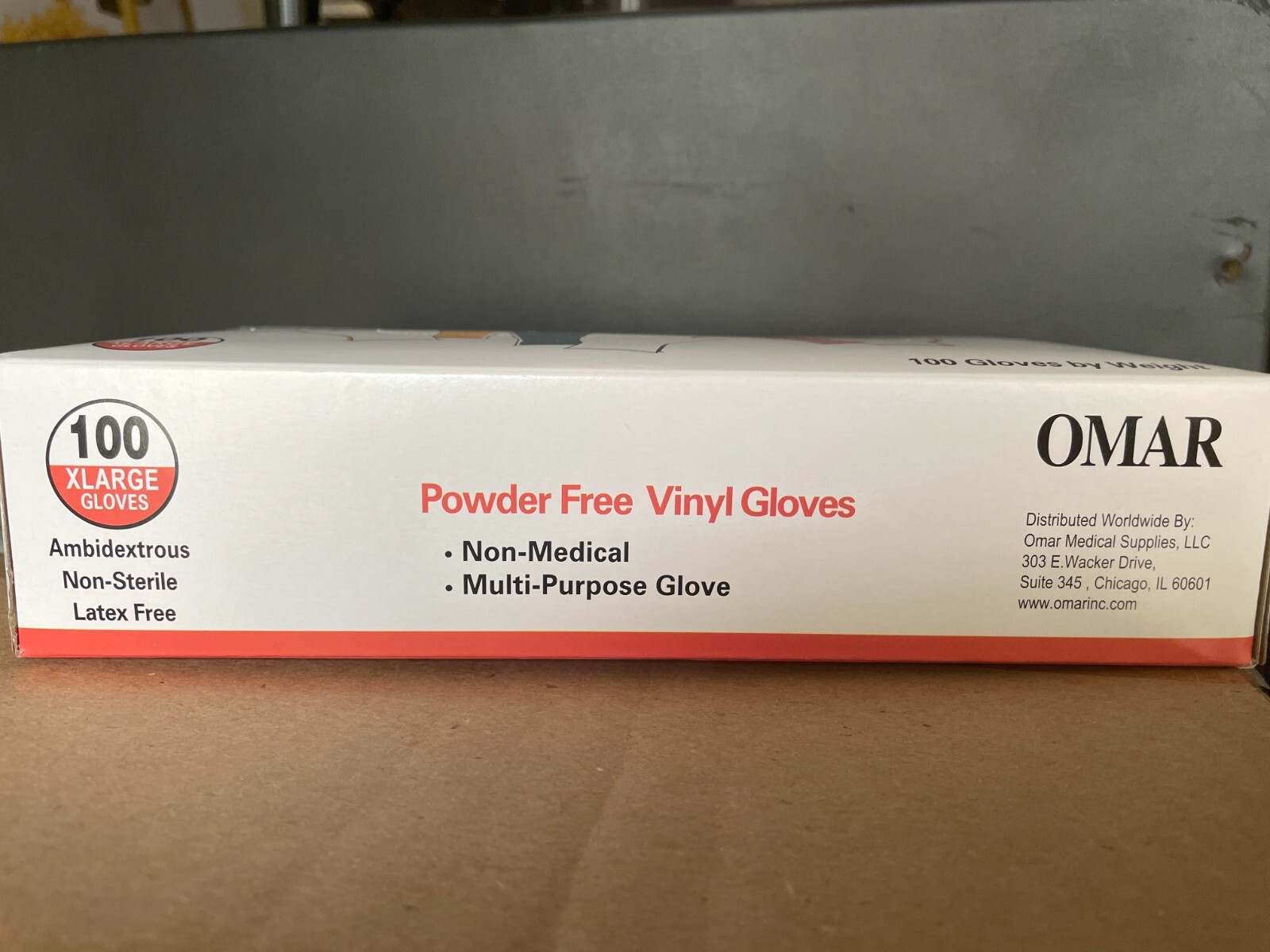 1 Case of 1000 Omar Powder Free Vinyl Gloves 10 Boxes-100 Each Box XLarge
