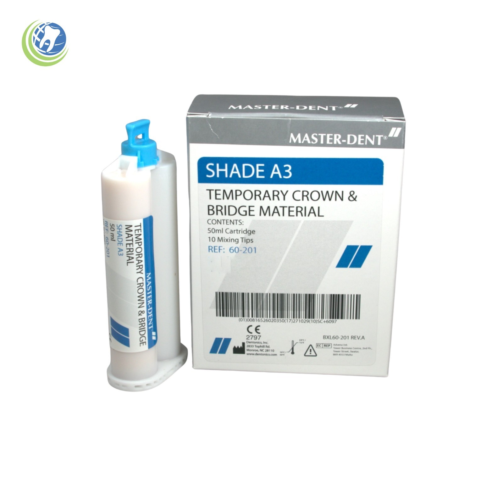 Temporary Crown & Bridge Material Shade A3 Automix 50ml Cartridge Dental