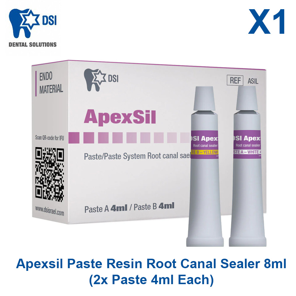 DSI Dental ApexSil RT Canal Filling Sealant Sealer 2x4ml Paste, Base + Catalyst