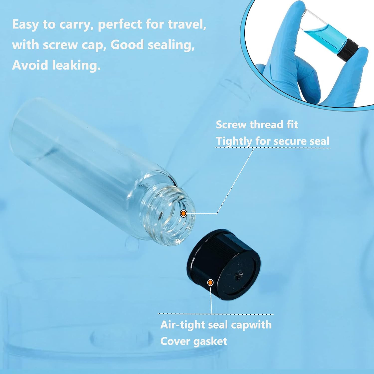 Borosilicate Glass Vials with Caps, 4ml, 20 PCS | Leak-proof tiny jars,Sample st