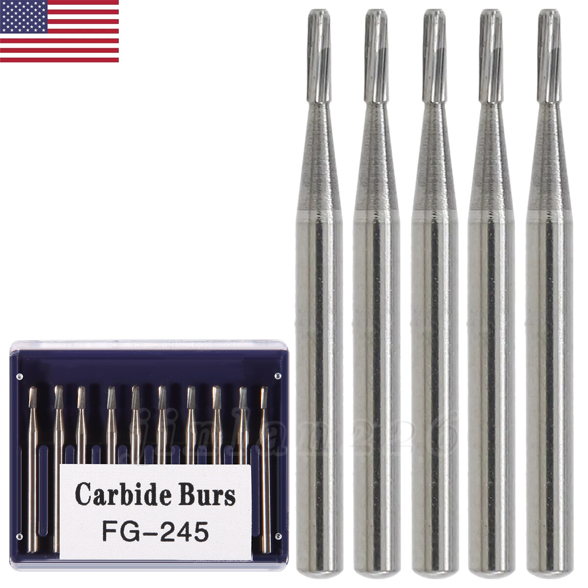 10-100pc Dental Carbide Burs FG245 19mm FG Pear Drill Bits for High Speed
