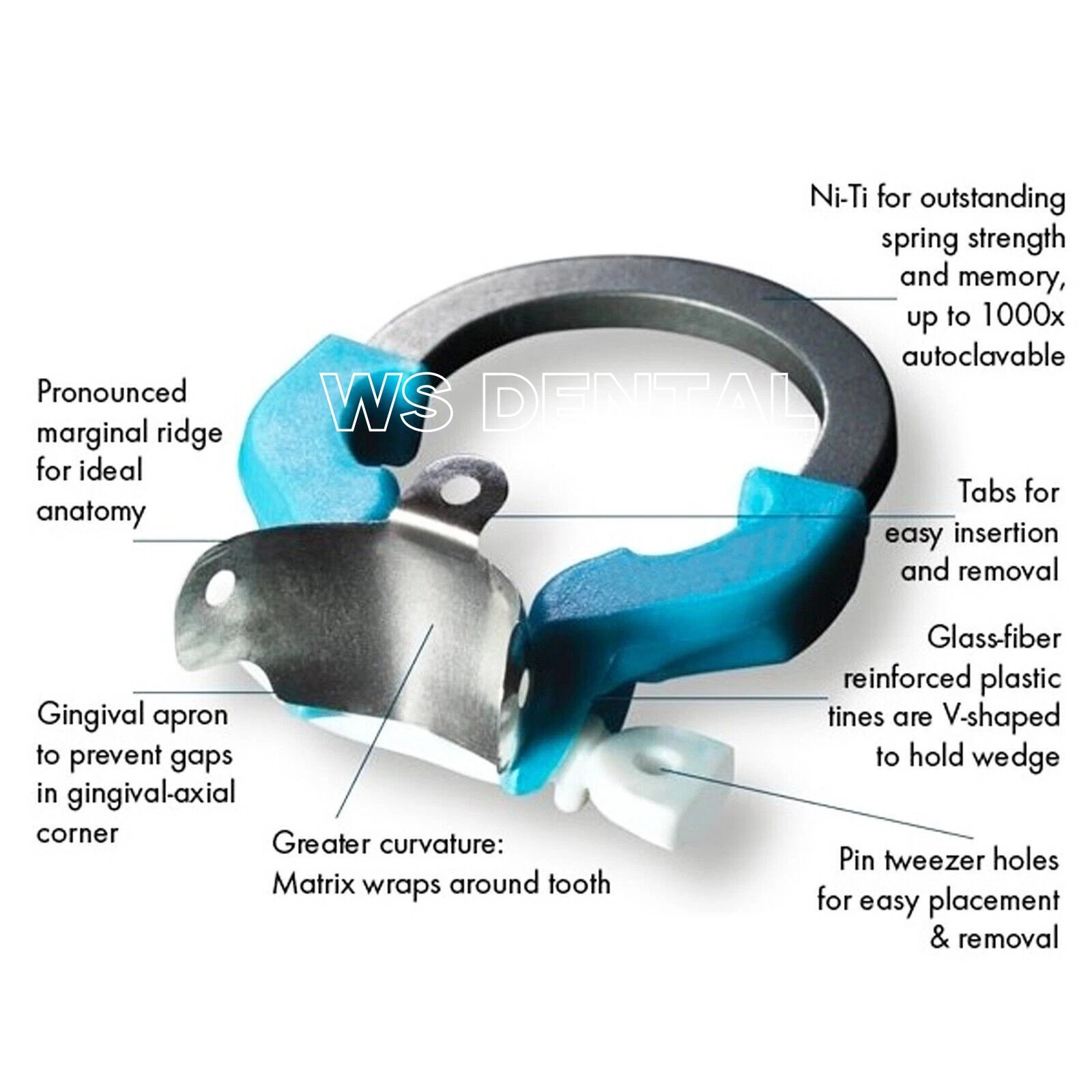 Dental Matrix Bands Ring Sectional Matrice Clamp Fit Garrison Palodent V3 System