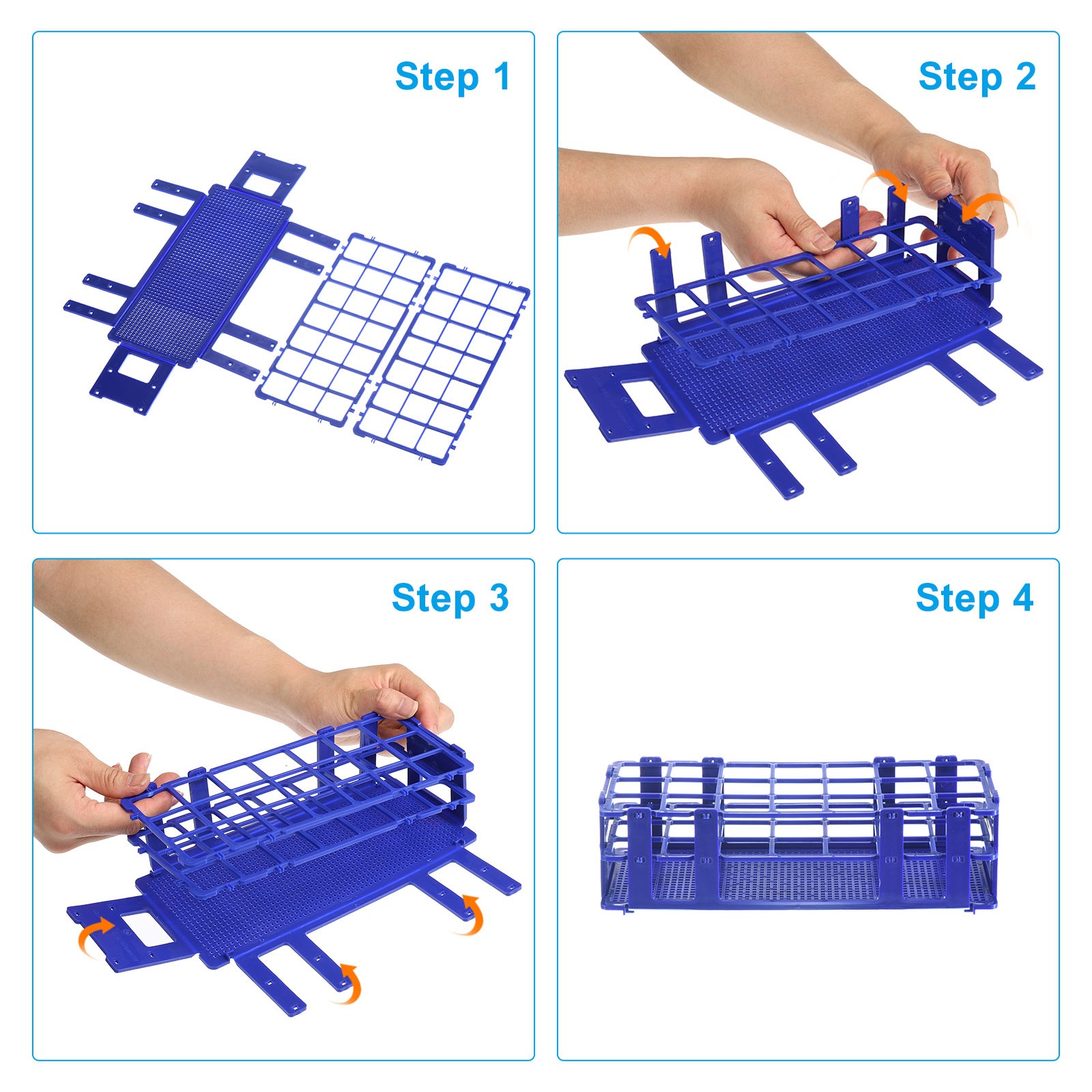 2Pcs 25mm Square Hole Plastic Detachable 40 Holes Test Tube Rack, White