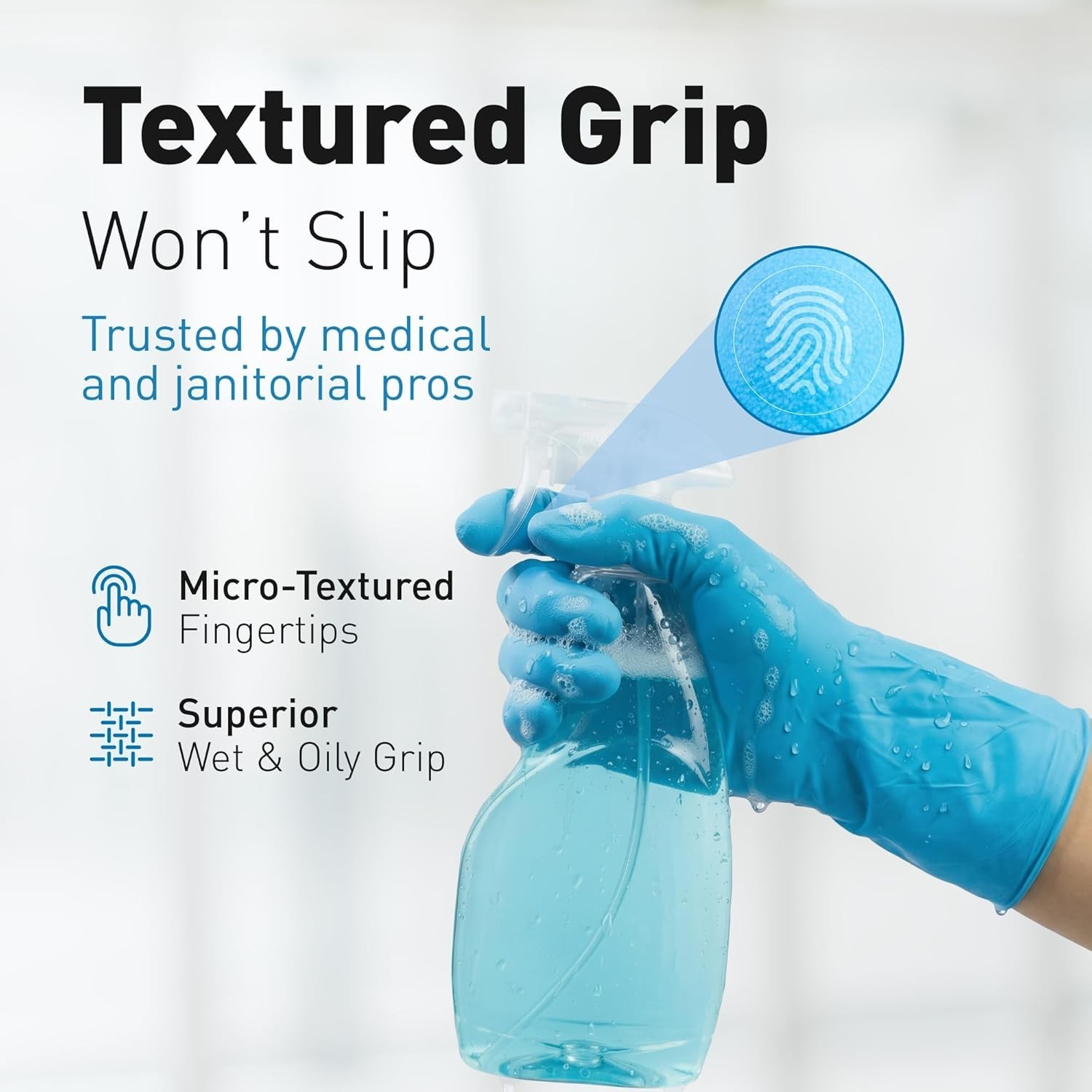Nitrile Disposable Gloves – Waterproof Textured Grip – Heavy-Duty Cleaning Ru…