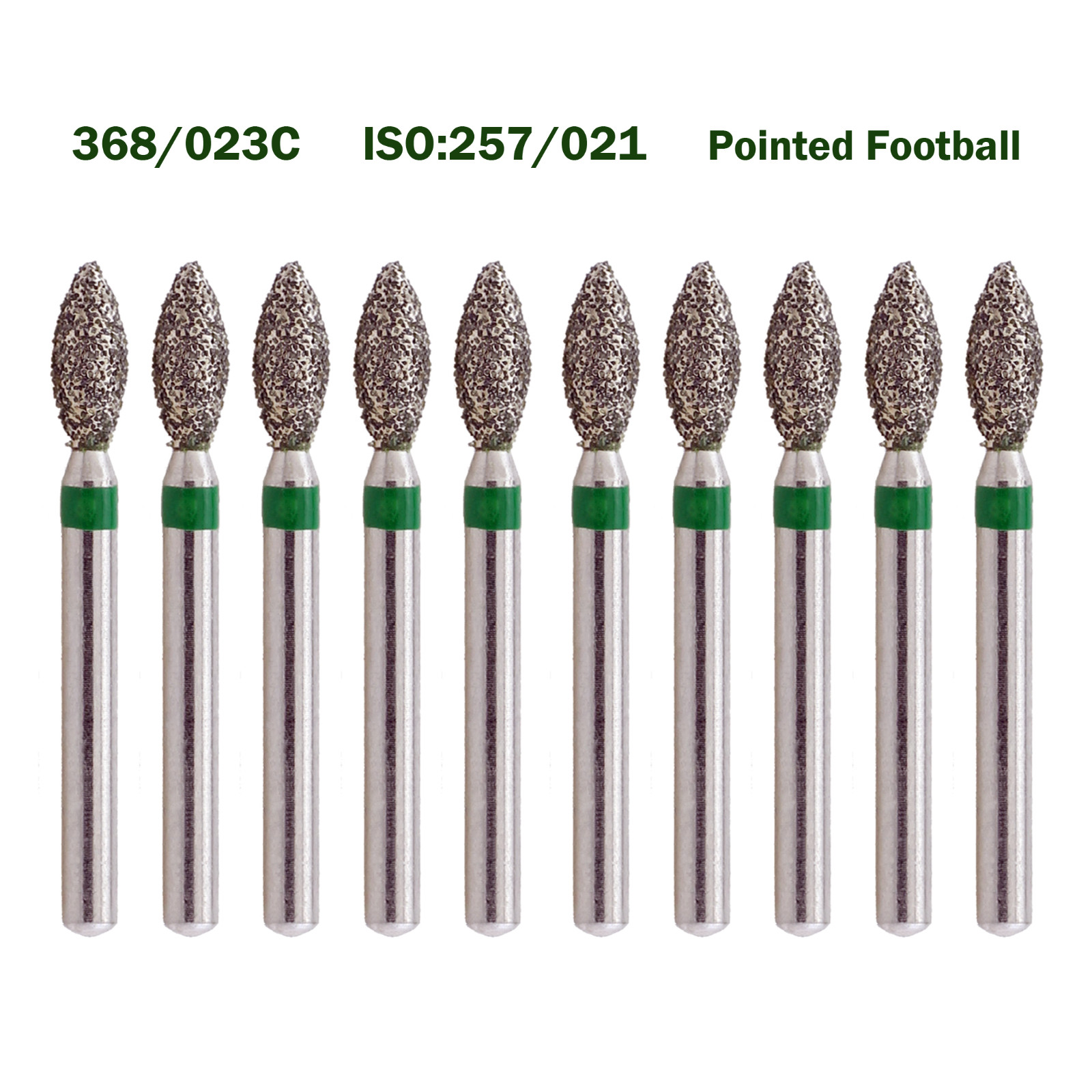 Dental Diamond Burs FG 368/023C Pointed Football Coarse Grit High Speed Bur