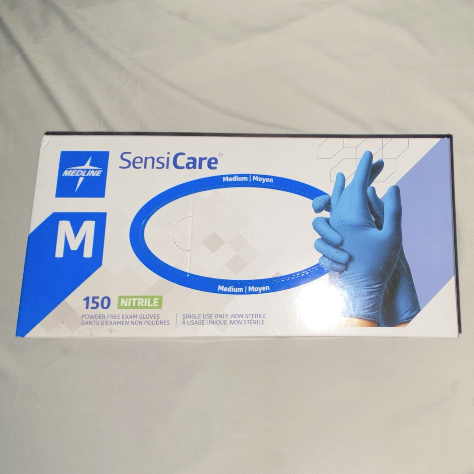 Medline SensiCare 150 Nitrile Powder-Free Gloves Medium 150 MDS195150