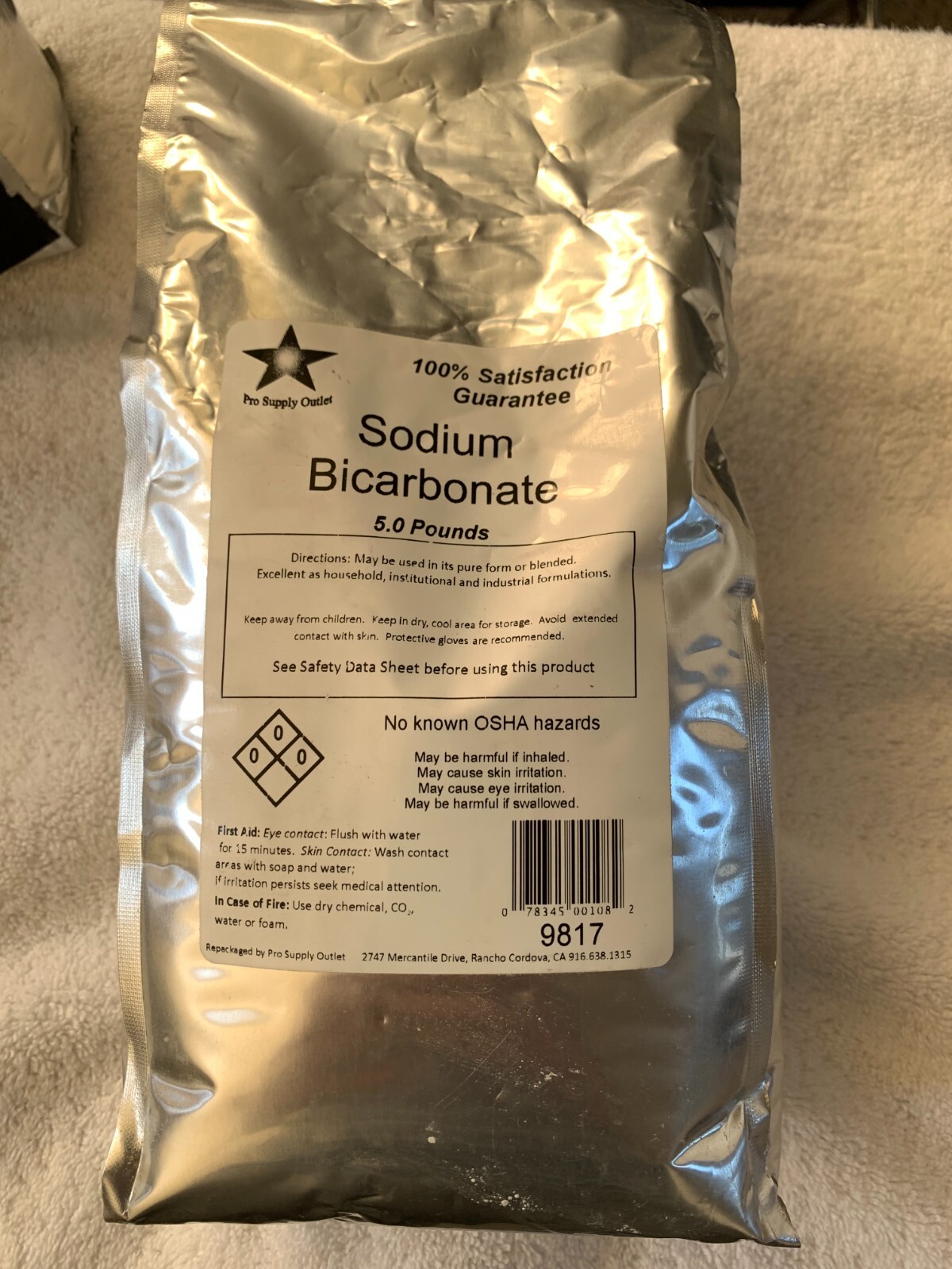 SODIUM BICARBONATE 5 LBS SODA BLASTING, BATH FIZZIE BRAND NEW BAG INDUSTRIAL