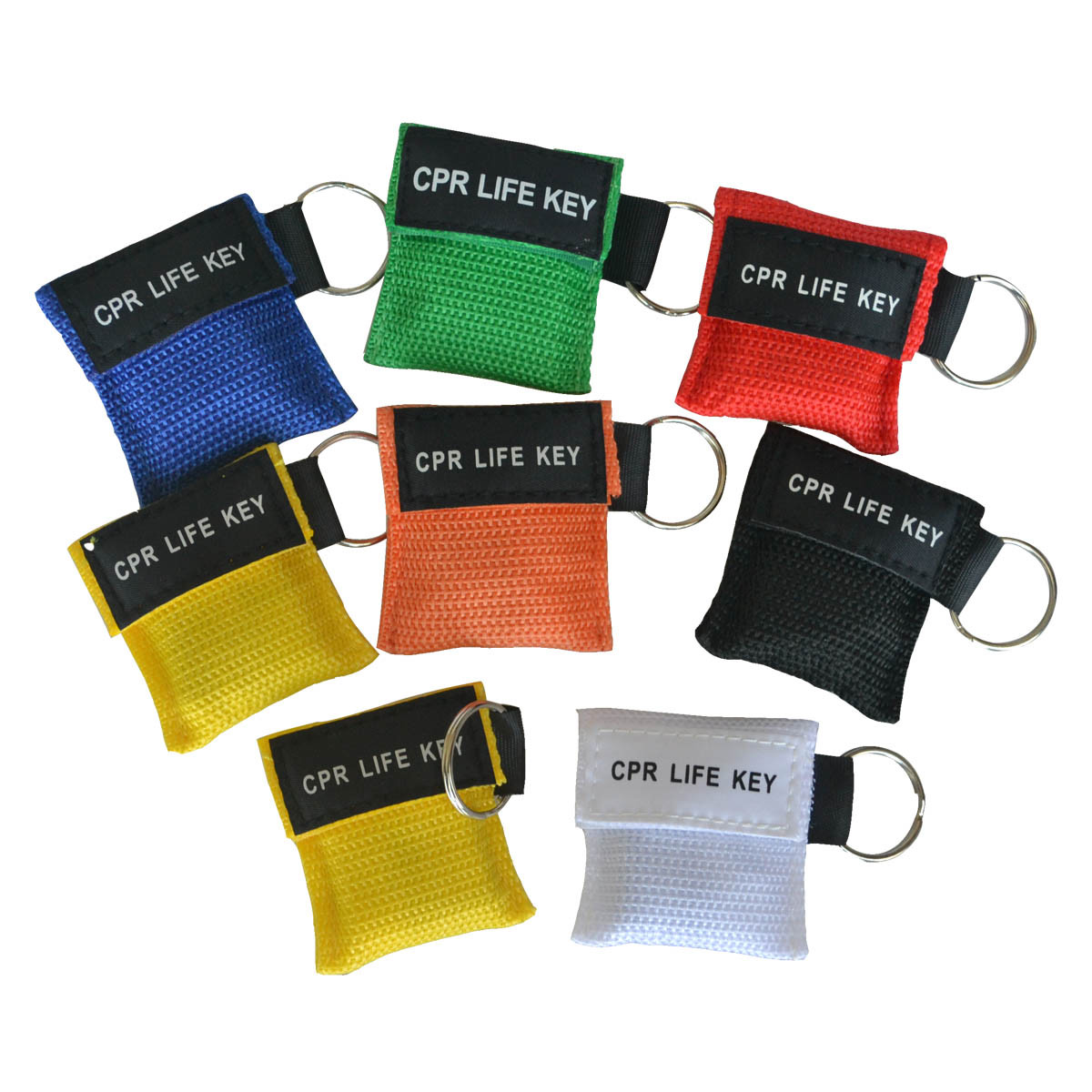 120 X CPR Random Colors Transparent CPR Mask CPR FACE Shield Nylon Keychain Bags