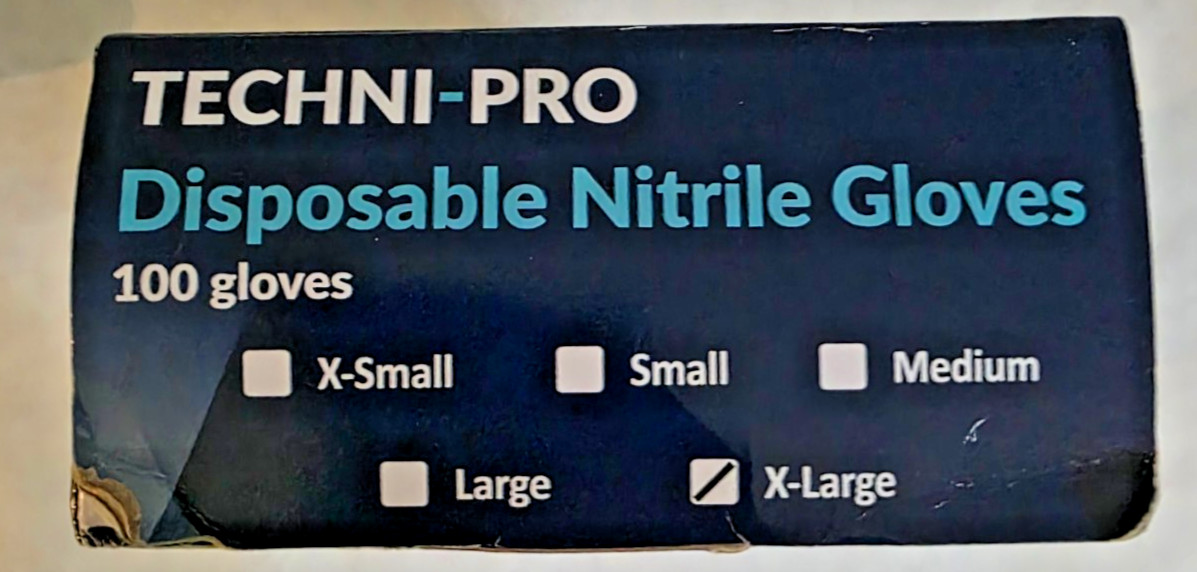 TechniPro 102AP163 Gloves Nitrile 5 mil Textured Grip Blue X-Lg 3 boxes 300pairs