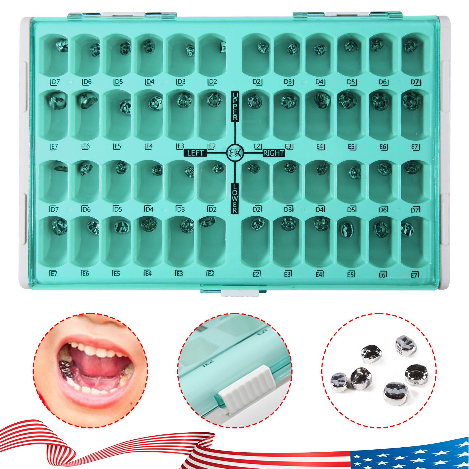Dental Kid Primary Molar Crown Stainless Steel Pediatric Preformed 48 Size USA