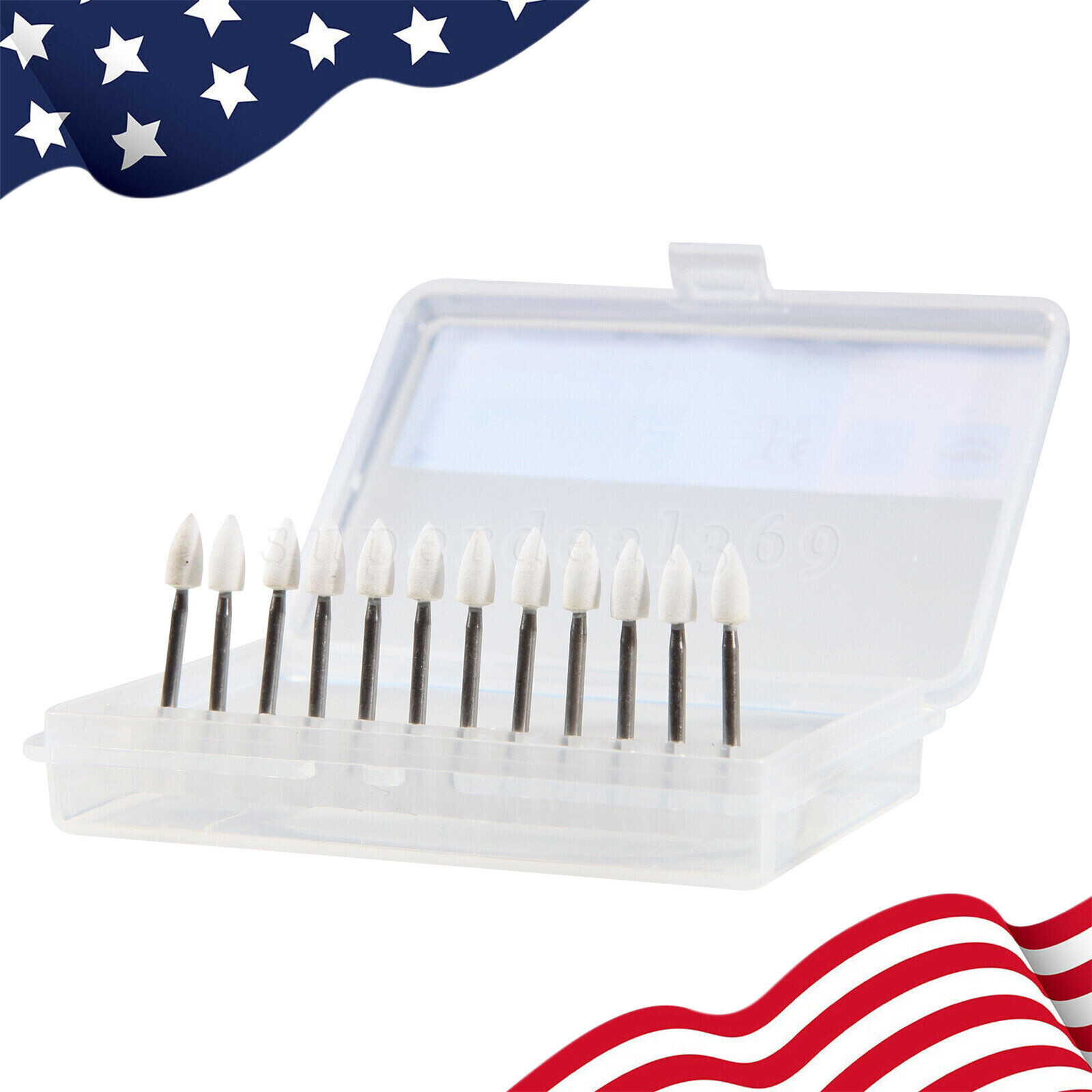 12Pcs Dental Flame White Stone Polishing FG Burs FL2 Abrasion Point Bur SA