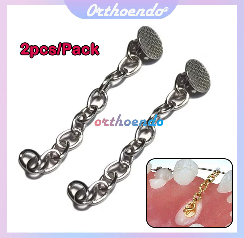 Sliver/Gold Traction Chain Dental Orthodontic Lingual Buttons Plated Round Base