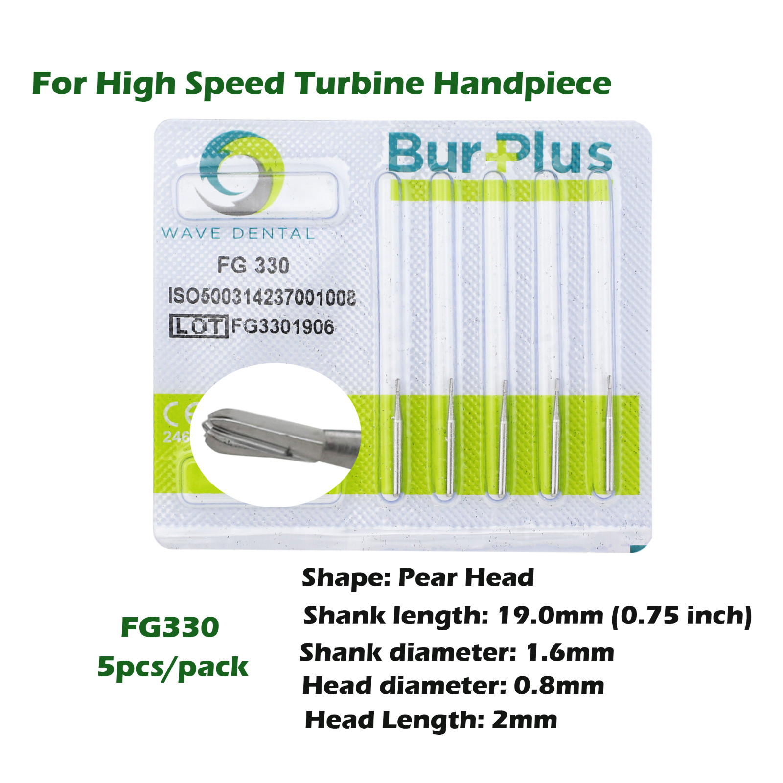 Dental Carbide Burs FG 330 Pear Friction Grip Tungsten Carbides High Speed