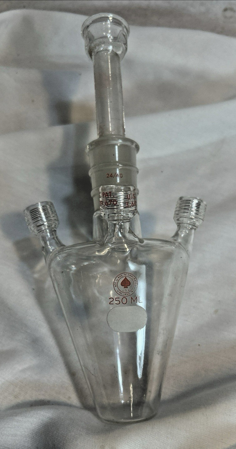 ACE GLASS 250mL 4 Neck Tapered Reaction Vessel 25 Center, 24/40 Side