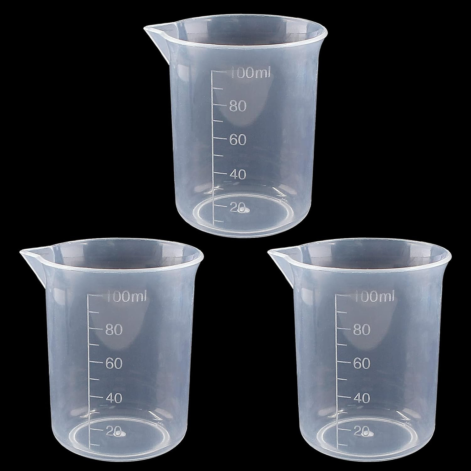 100ml/3.4oz Plastic Graduated Beaker (3 Pack), Transparent PP Measuring Cup M…
