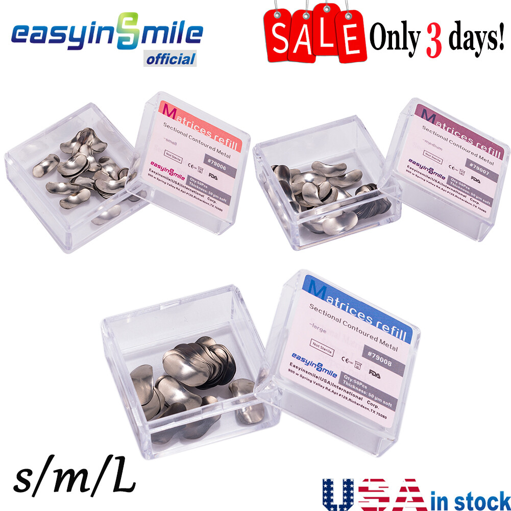 50pcs/box Dental Matrices Refill Sectional Contoured Stainless Steel Matix Bands