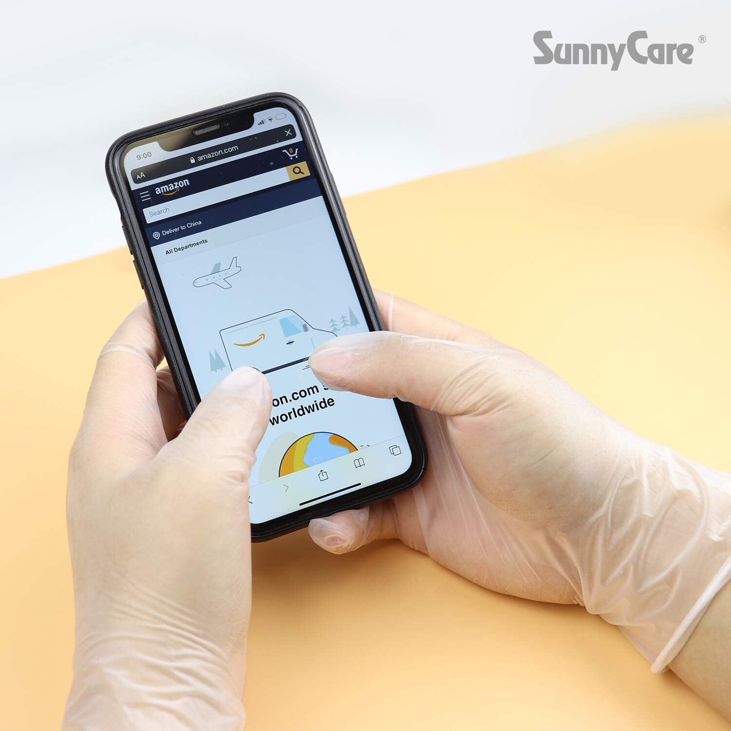 100 SunnyCare #7802 Vinyl Disposable Gloves Powder Free (Latex Nitrile Free)🔥M