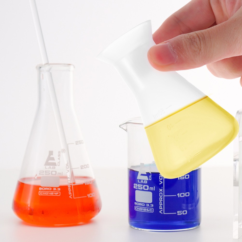 4Pcs Lightweight Durable Erlenmeyer Flasks for Chemistry Lab Use Transparent