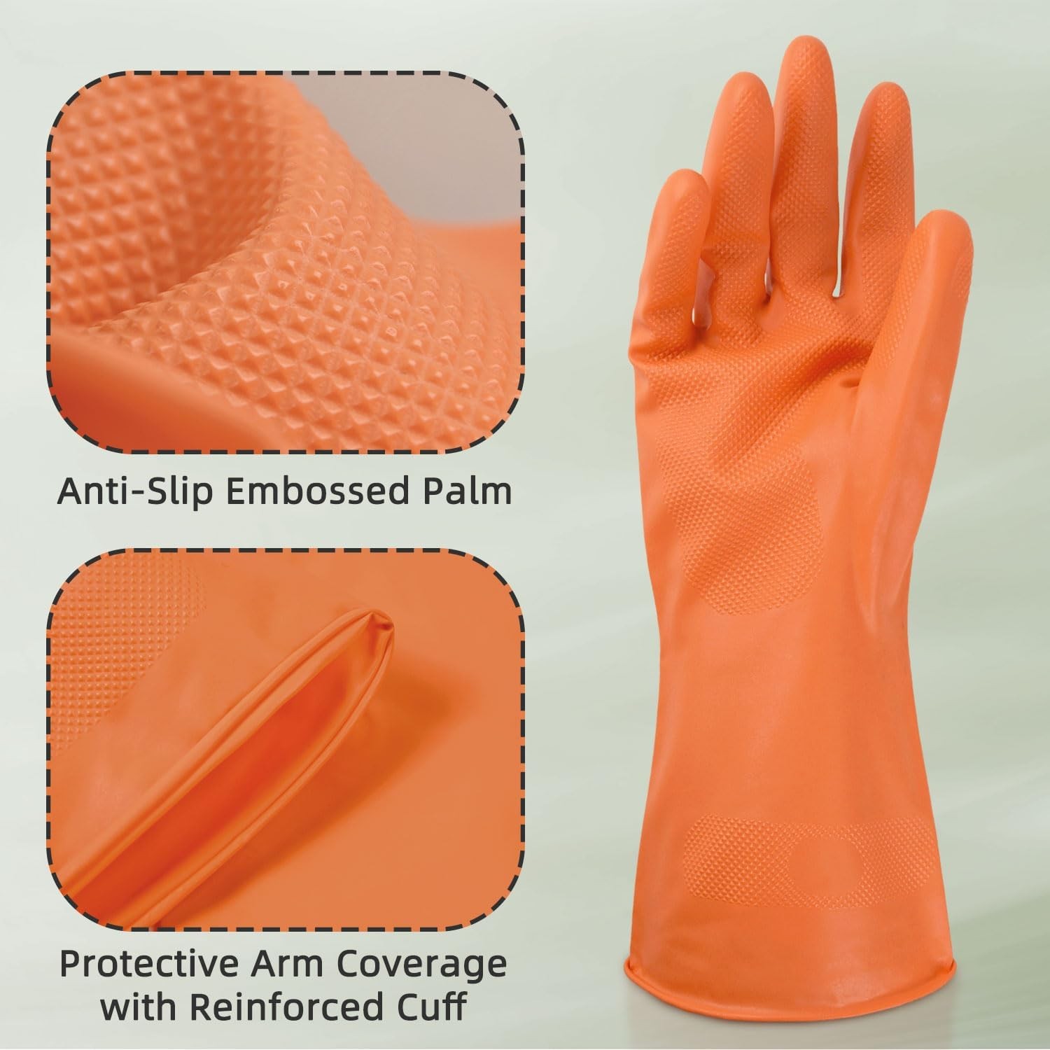 Synthetic Rubber Gloves, Medium Size, 11.8 Inches, 3 Pairs 3 Colors for House…