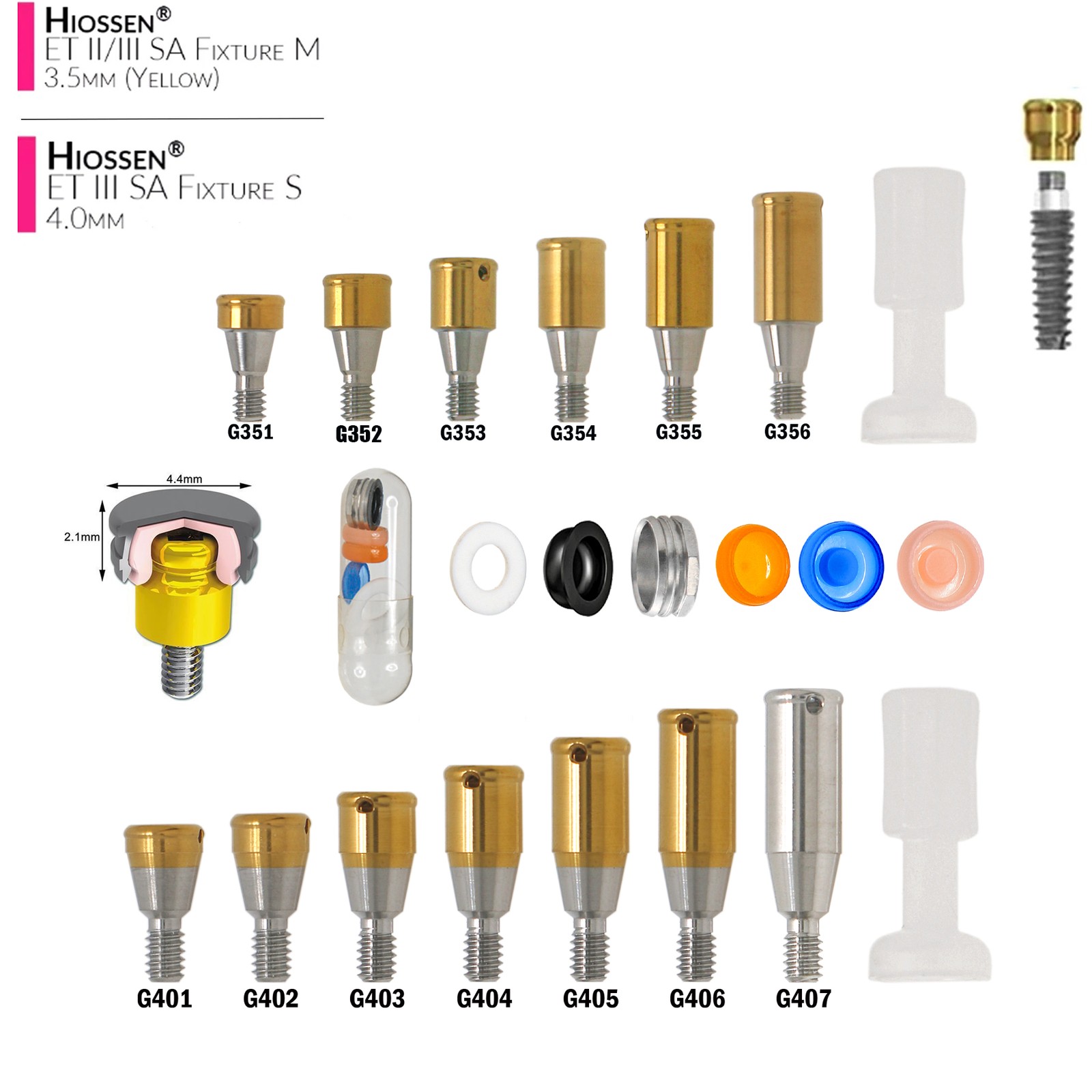 Fit Zest Locator Abutment & Male Processing Caps Hiossen Straumann Nobel Zimmer