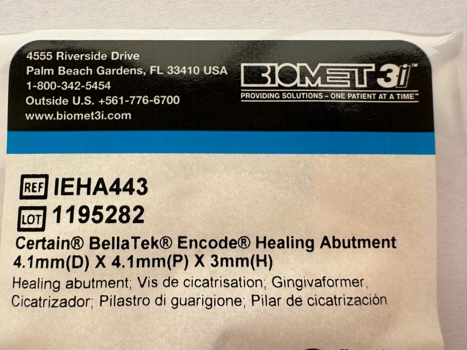 Certain BellaTek Encode H. Abutment – 4.1mm x 4.1mm x 3mm