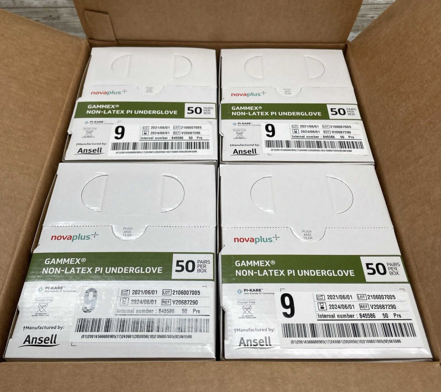 1 Case Gammex NovaPlus Non-Latex PI Underglove Surgical Glove, Size: 9 Exp: 6/24