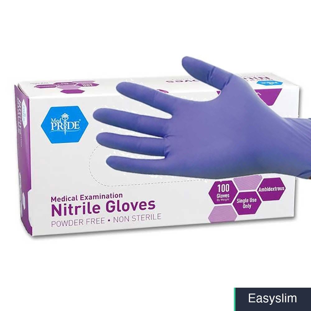 Nitrile Exam Gloves Powder Free Medium Iris Blue 100 Pack Textured Grip
