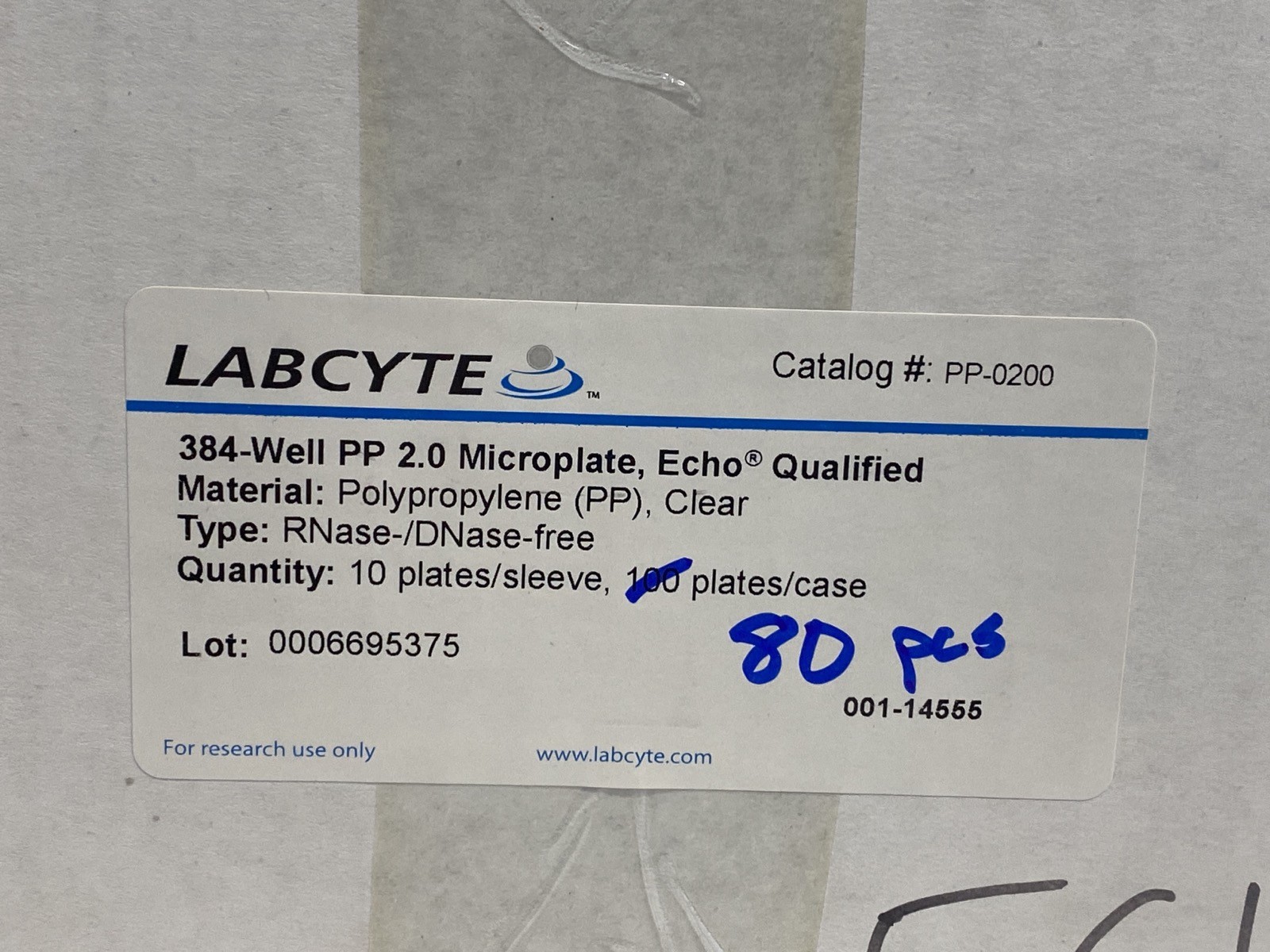 (80) LABCYTE Echo Qualified 384-Well Clear PP 2.0 Microplates Sterile PPL-0200