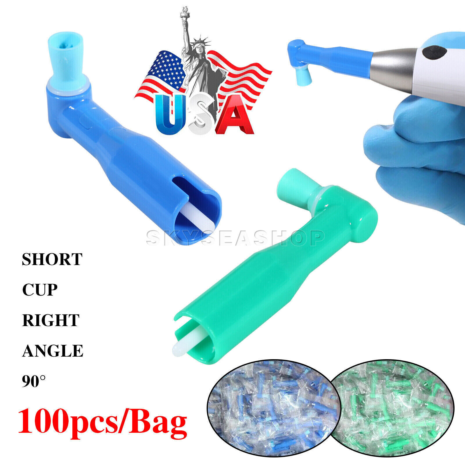 100 Dental Disposable Polishing Prophy Angles /Polishing Cups Prophy Cup Brushes