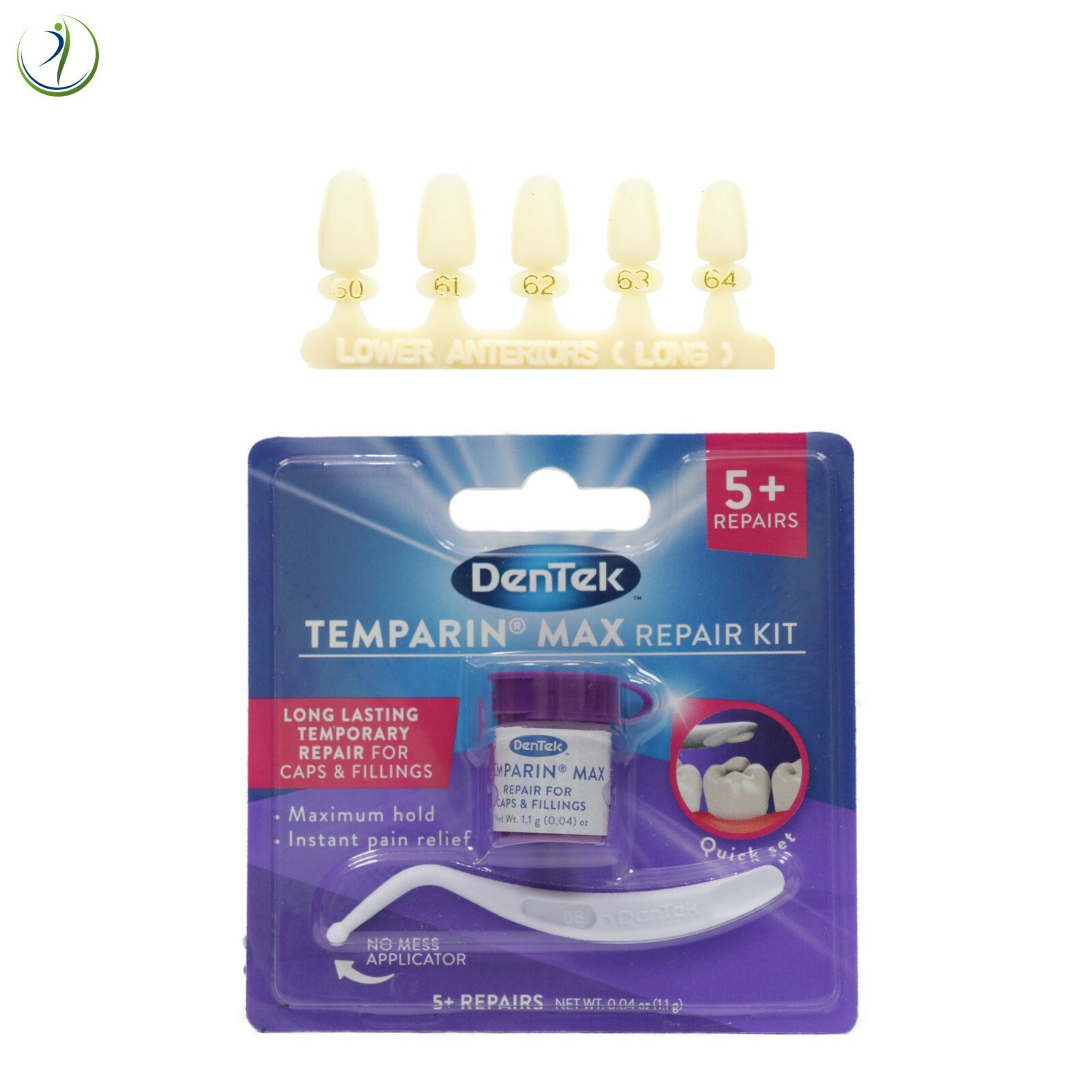 Tooth Lower Anterior Long Dental Temp Crowns Fillings Caps & Dentek Repair Kit