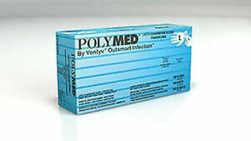 VENTYV POLYMED LATEX LARGE EXAM GLOVES, 100/BOX, 10 BOXES/CASE, 1 CASE, PM104