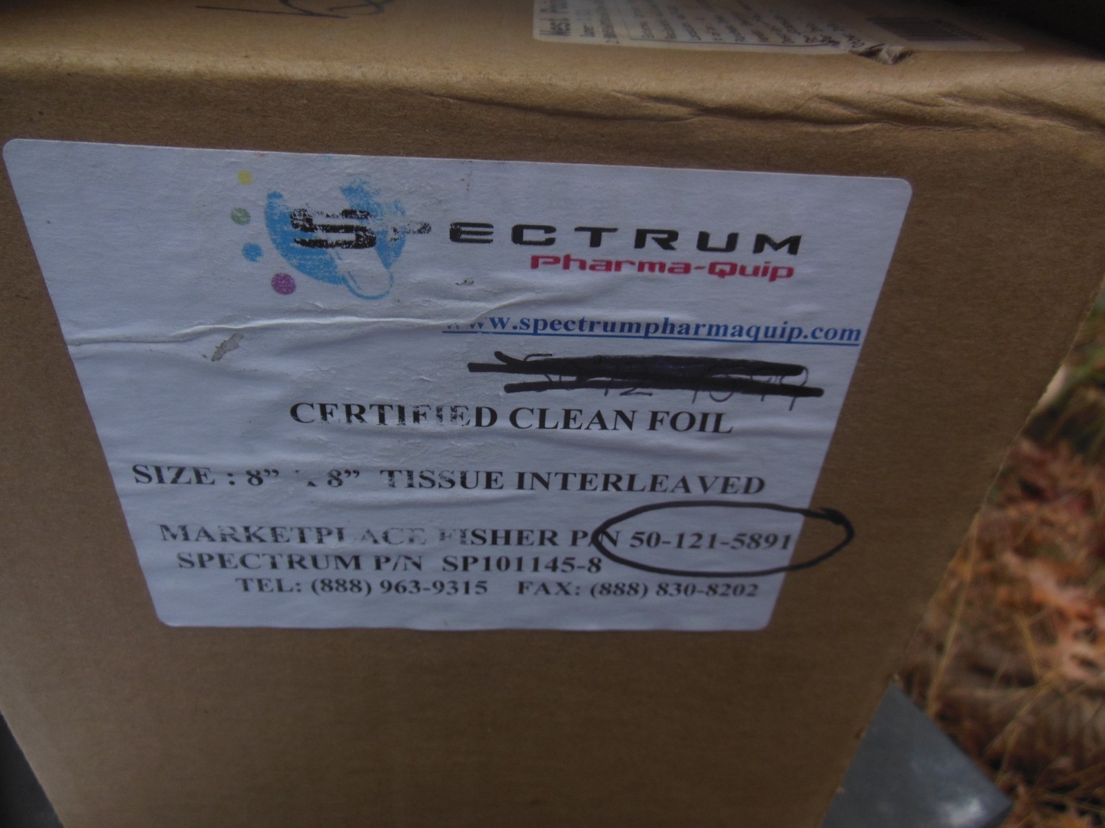 Spectrum Aluminum UHV foil p/n 50-121-5891 .0015″x 8″x 8″ 30lb/case