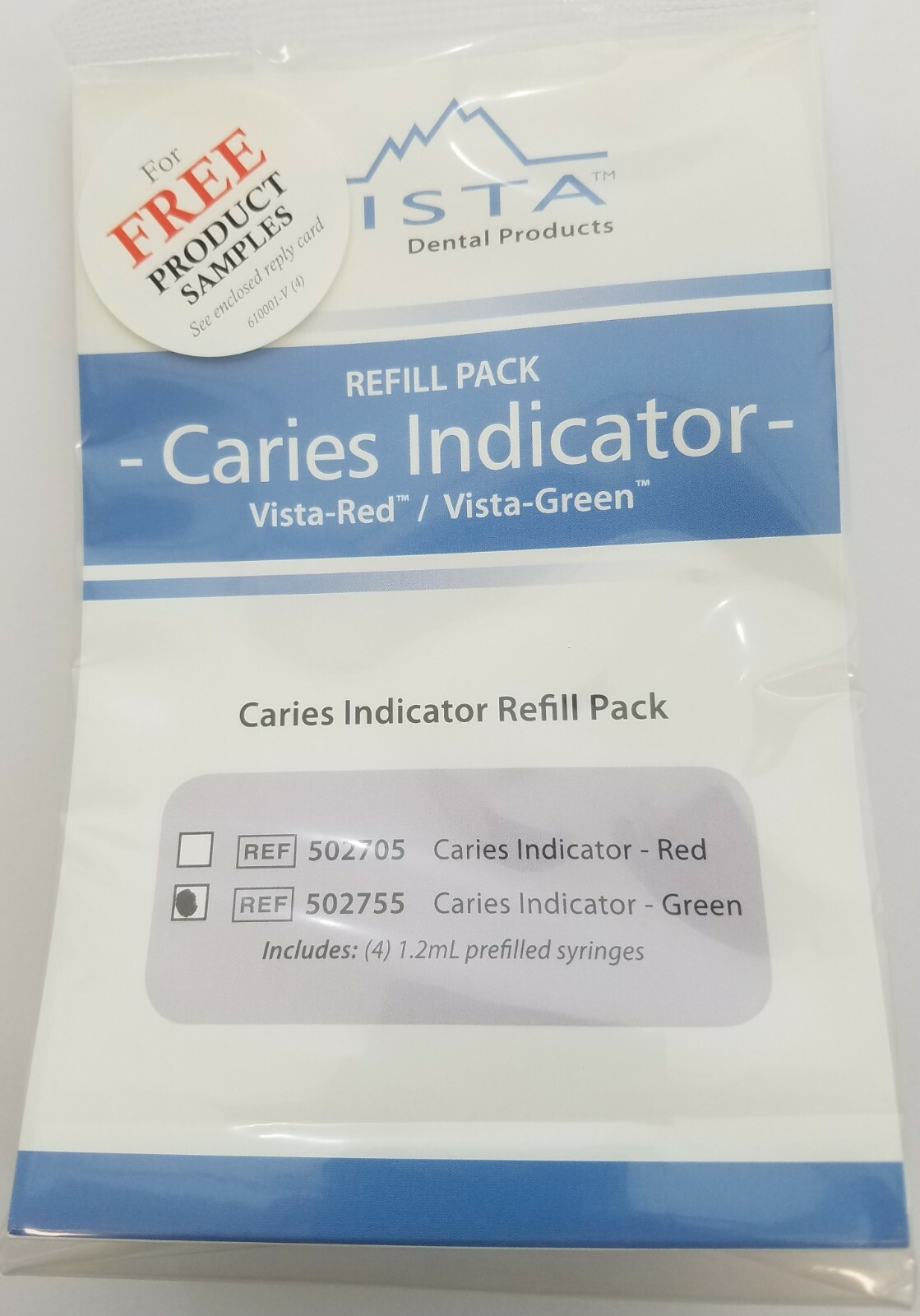 *1-Pack* Vista Refill Pack Caries Indicator 1.2 mL Syringes Green 502755