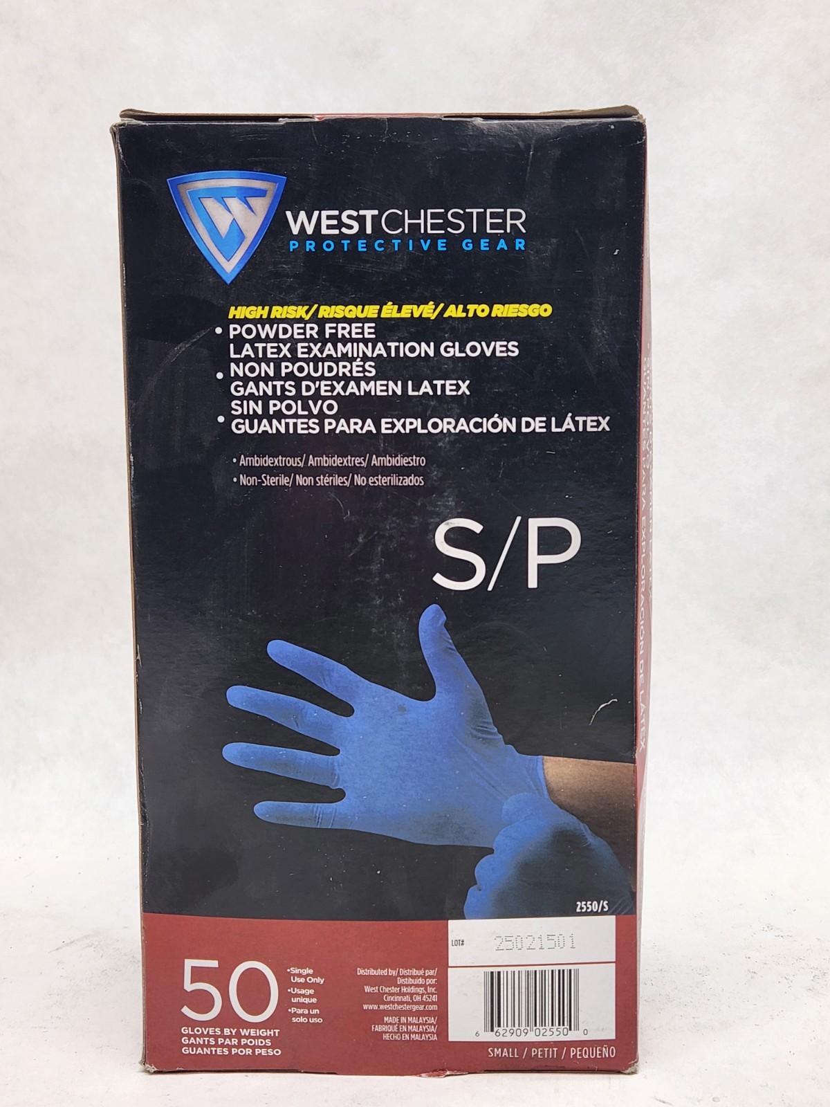50 – SMALL 2550/S Posishield Disposable Gloves, 14 Mil Palm, Latex, Powder-Free