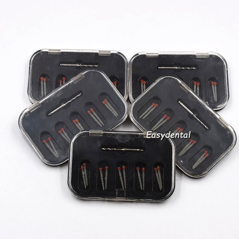 1.2mm Dental Oral Glass Screw Thread Resin Fiber Post Red Ring +1 Drill 10Pcs