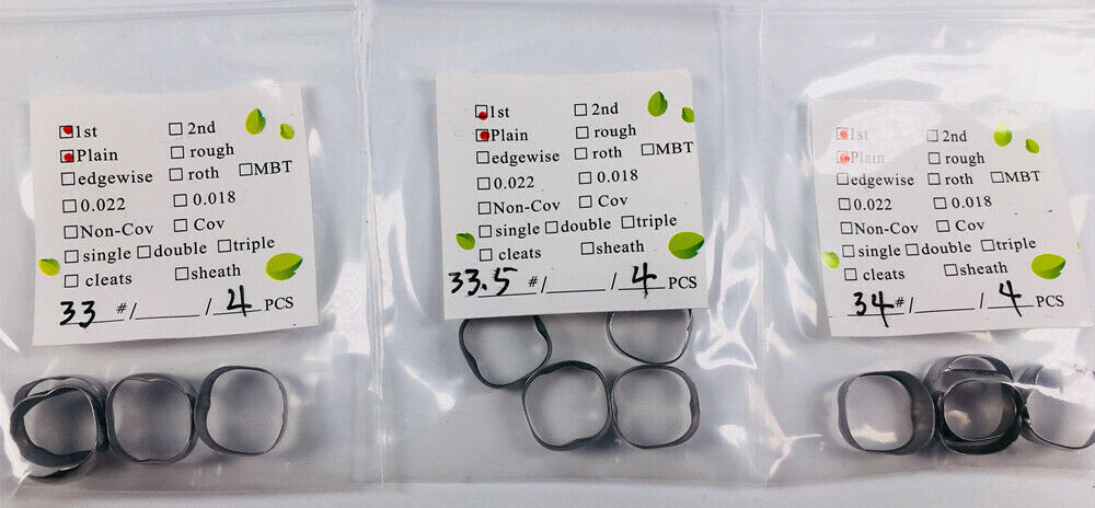 50 KitsDental Plain Band Rough Inner 1st Molar Bands Bracket Orthodontic#29-44.5