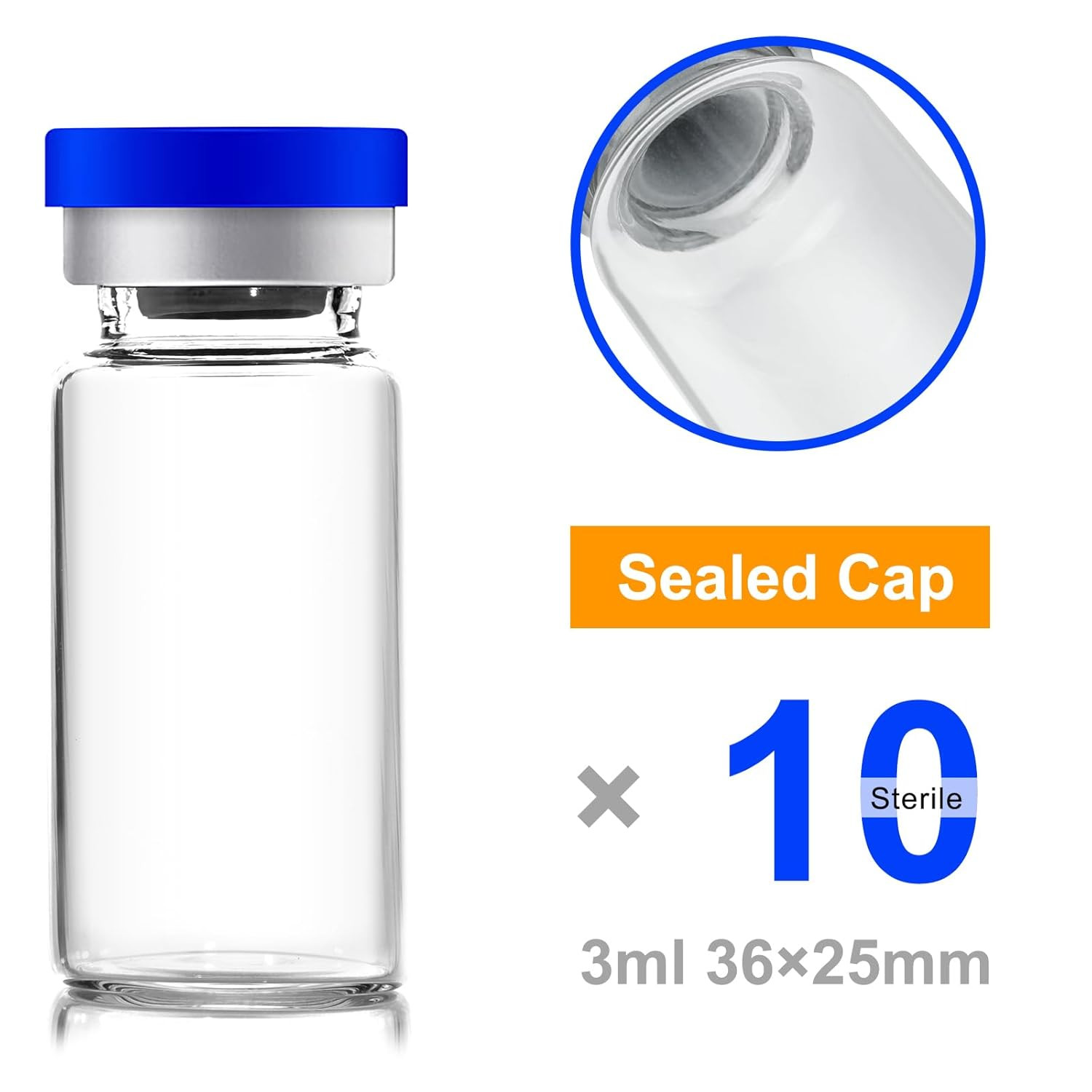 3Ml Sealed Vials with Self Healing Injection Port and Plastic-Aluminum Flip Caps