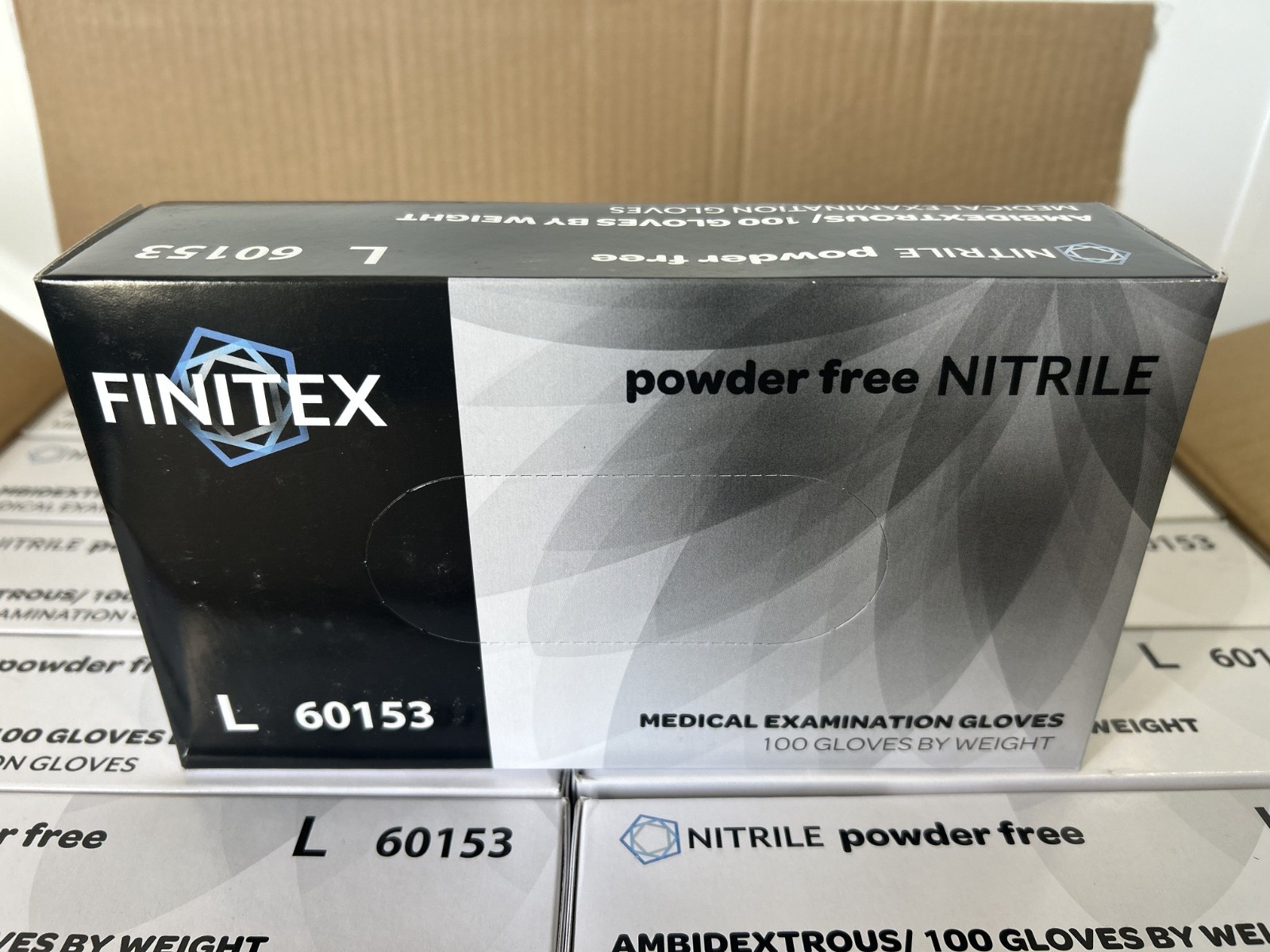 1000 FINITEX Black Nitrile Disposable Exam Gloves Powder Free Size Large 60153