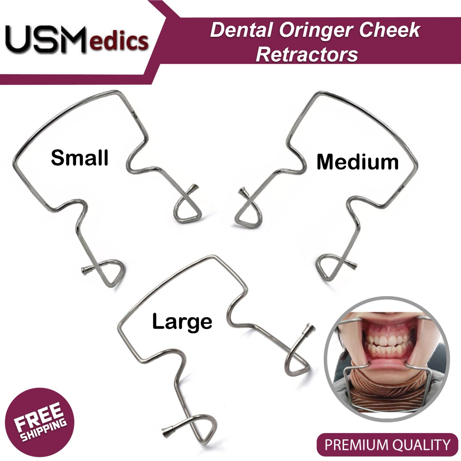 Oringer Self Retaining Lip and Cheek Dental Surgical Mouth Opener Wire Retractor