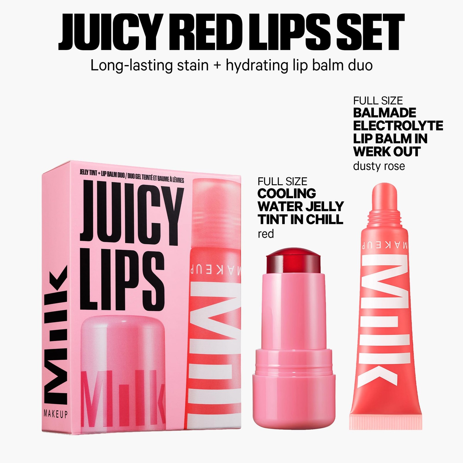 Milk Makeup Cooling Water Jelly Tint Balmade Hydrating Lip Balm Set Sheer Red