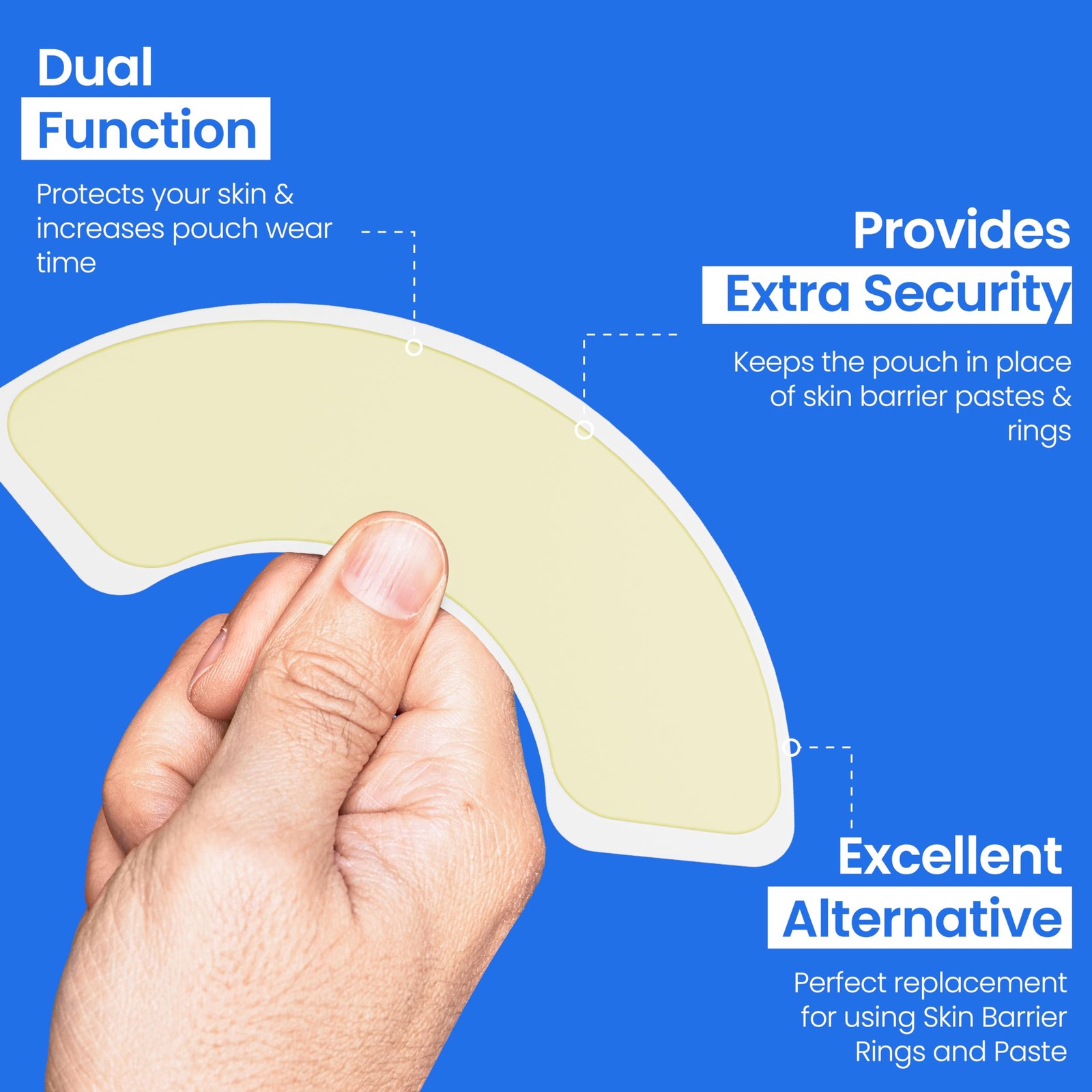 Safe n’ Simple Elastic Hydrocolloid Ostomy Barrier Strips – 1″ 1” x 30, Plain