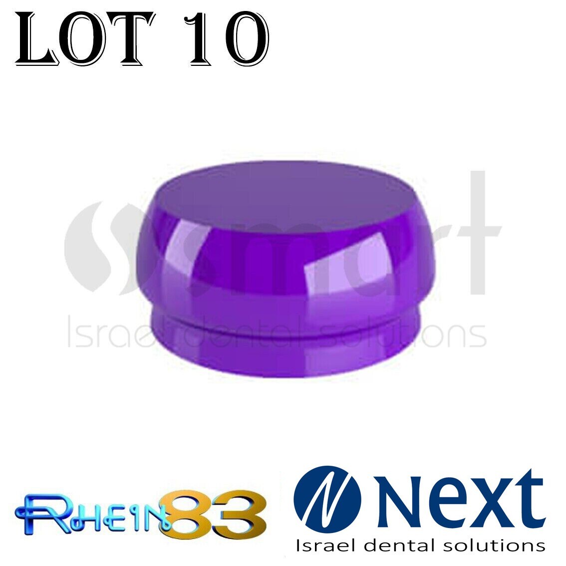 LOTx10 Flat abutment attachment silicone retentive cap Hard Rhein83 Italy