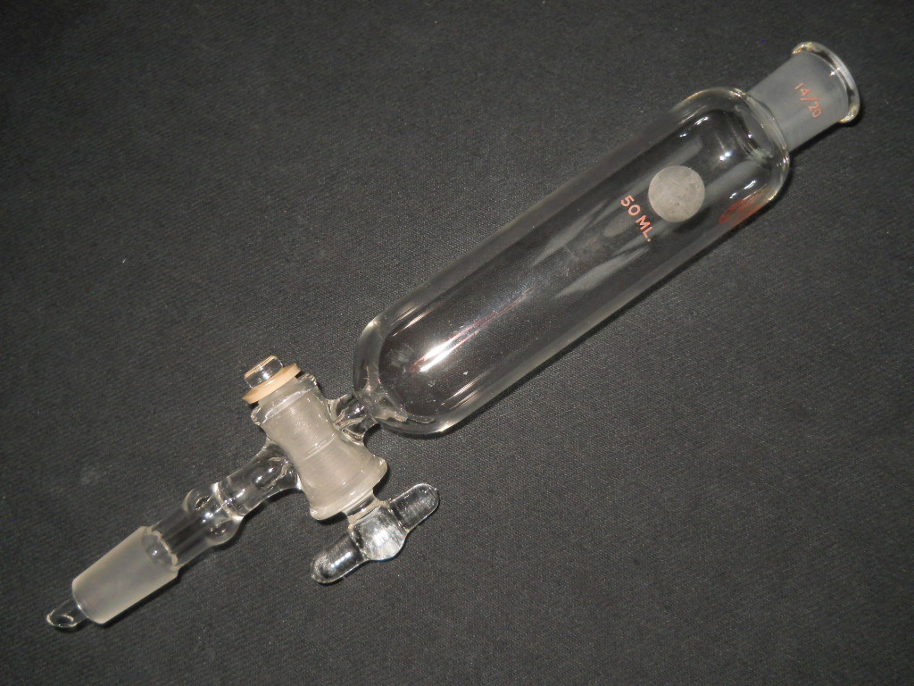 Ace Glass 14/20 Joint 50mL Addition Dropping Funnel w/ 2mm Glass Stopcock