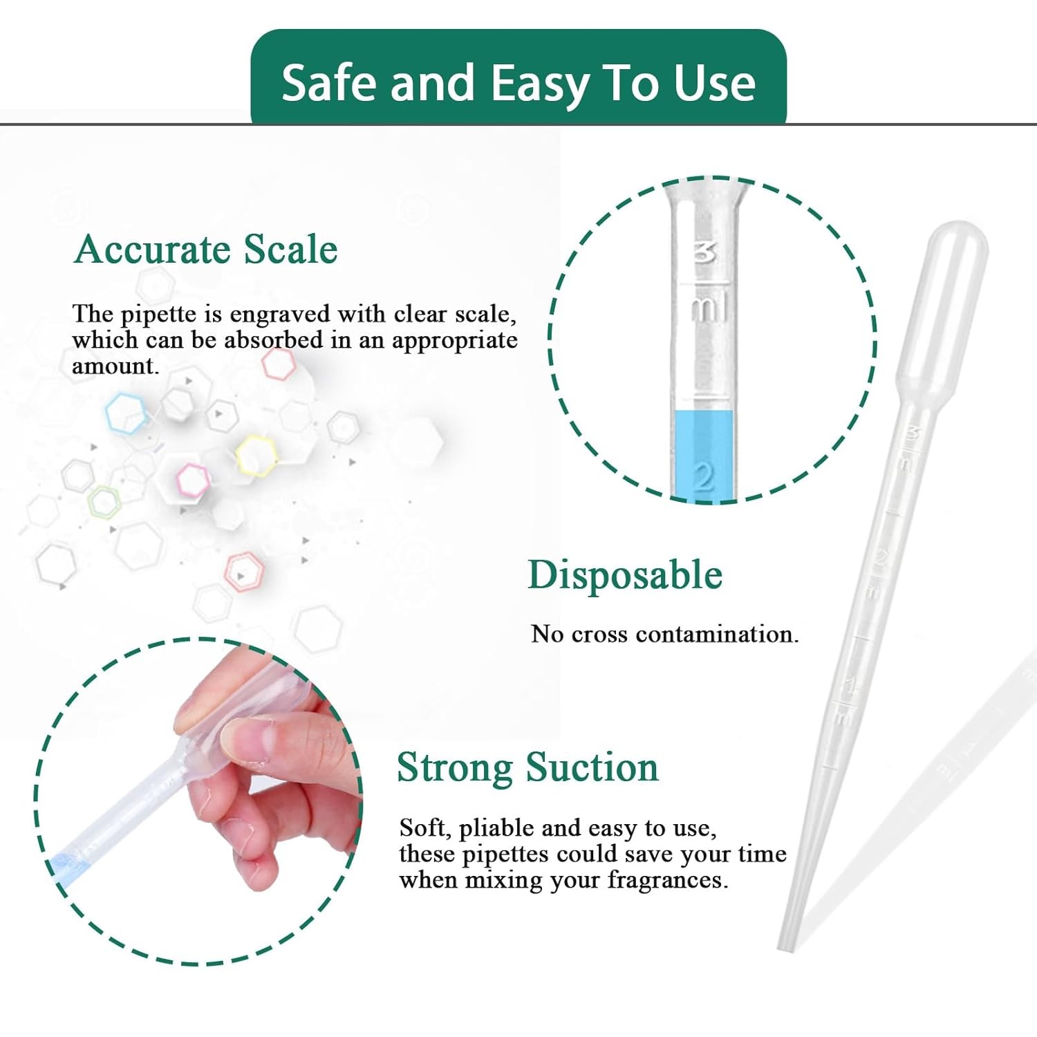 3ML Plastic Pipettes Disposable Eye Dropper Pipettes Oil Transfer 10 Pack