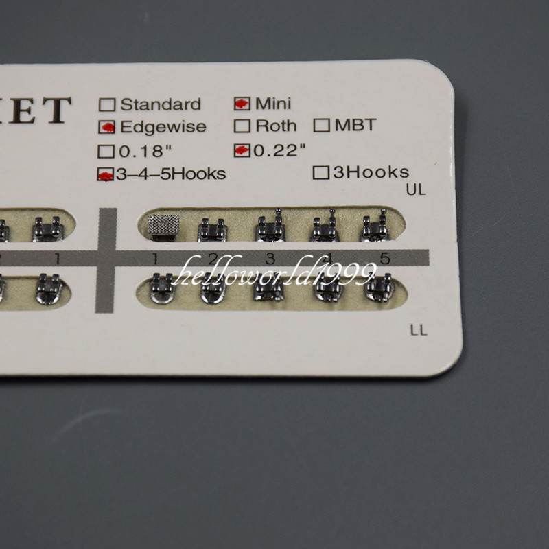 1set Dental Orthodontic Brackets Braces Mini Edgewise Slot.022 345 Hook 20pc/pck